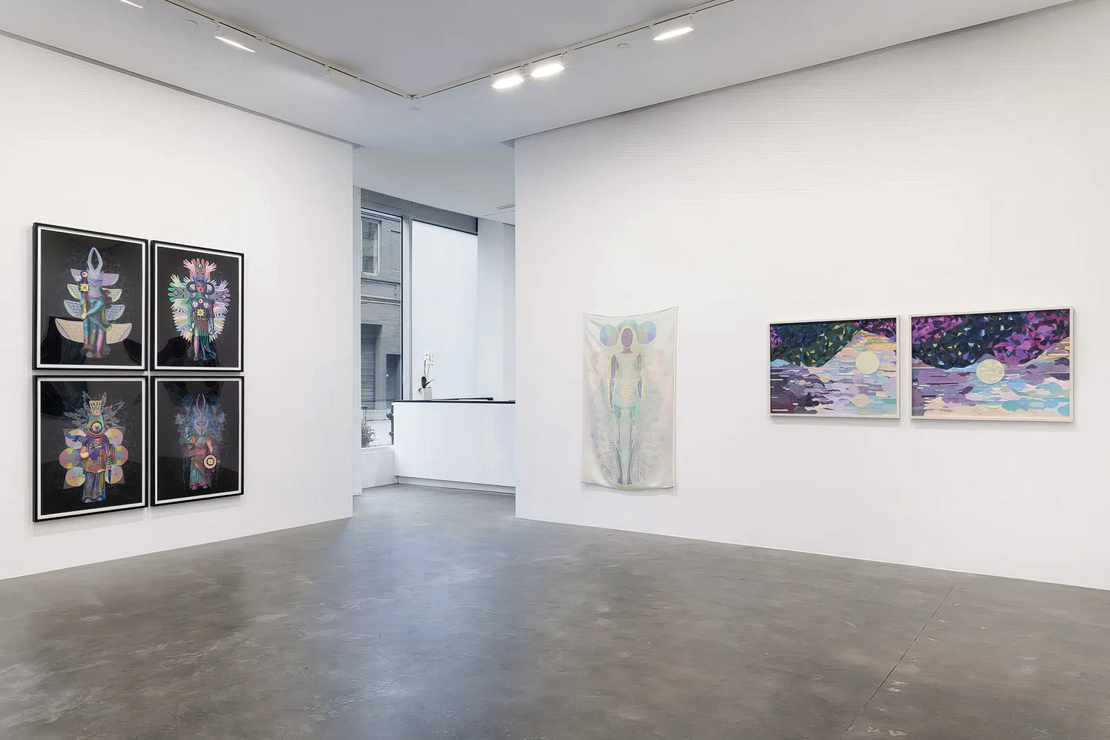 installation view of the Saya Woolfalk exhibition at Susan Inglett Gallery